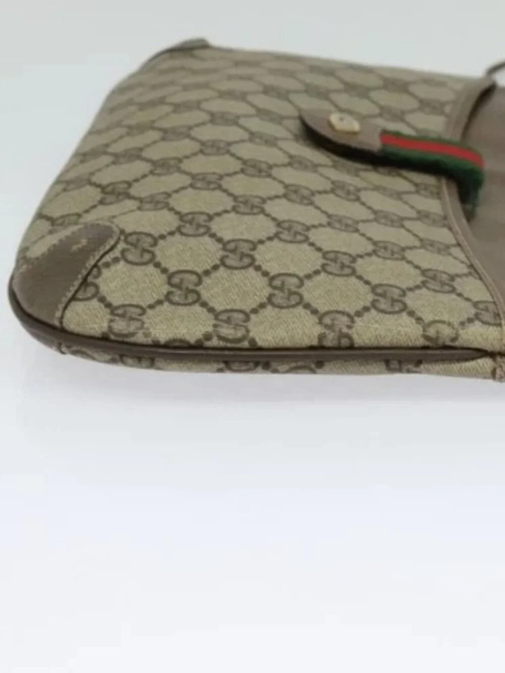 GUCCI GG Supreme Web Sherry Line Bag PVC Beige Gold 904 02 026 Auth ki5611 - Picture 4 of 16